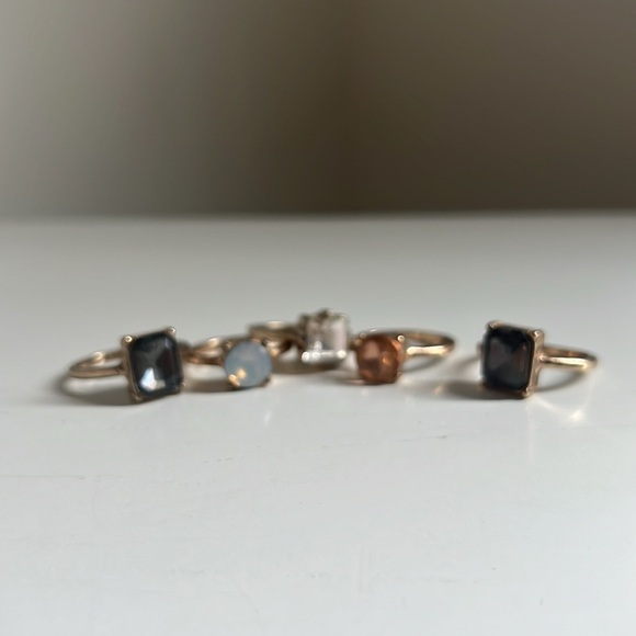 Set a five gold gemstone stackable rings Size 7 - Picture 8 of 15